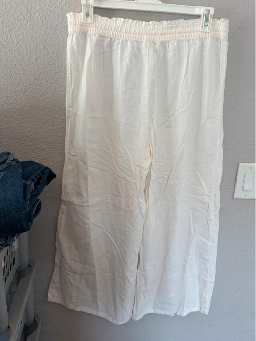 Calia white wide leg linen/rayon pants size L. 26in inseam - Picture 4 of 5